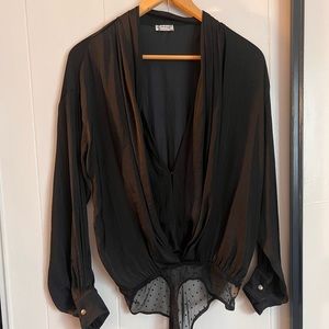 Free People Black Intimate Bodysuit Size M